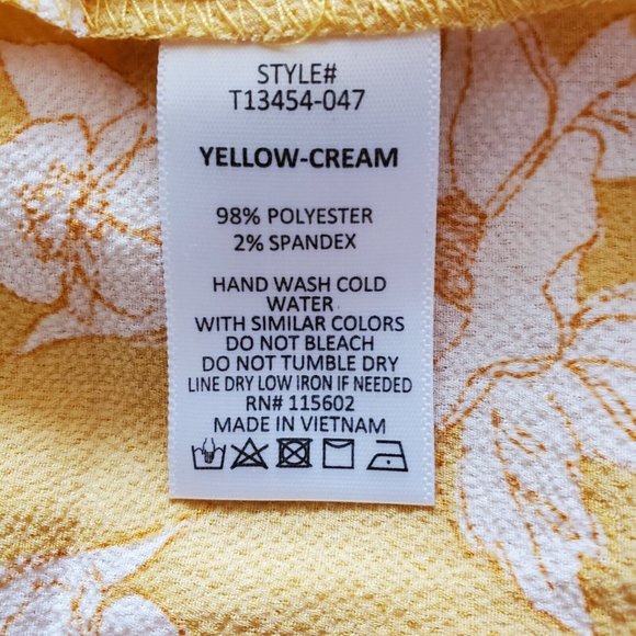 Lush Shirt Womens Large Yellow Floral Spaghetti Strap Crop Polyester V-Neck - Picture 9 of 10